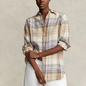 Polo Ralph Lauren Plaid Linen Button Down Shirt